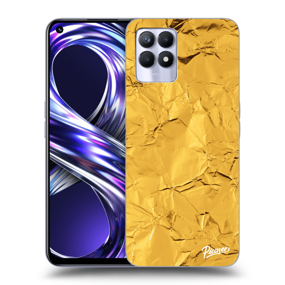Picasee Realme 8i Hülle - Schwarzes Silikon - Gold