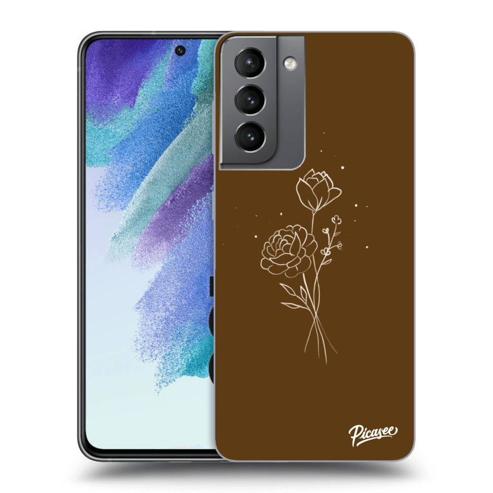 Picasee Samsung Galaxy S21 FE 5G Hülle - Transparentes Silikon - Brown flowers