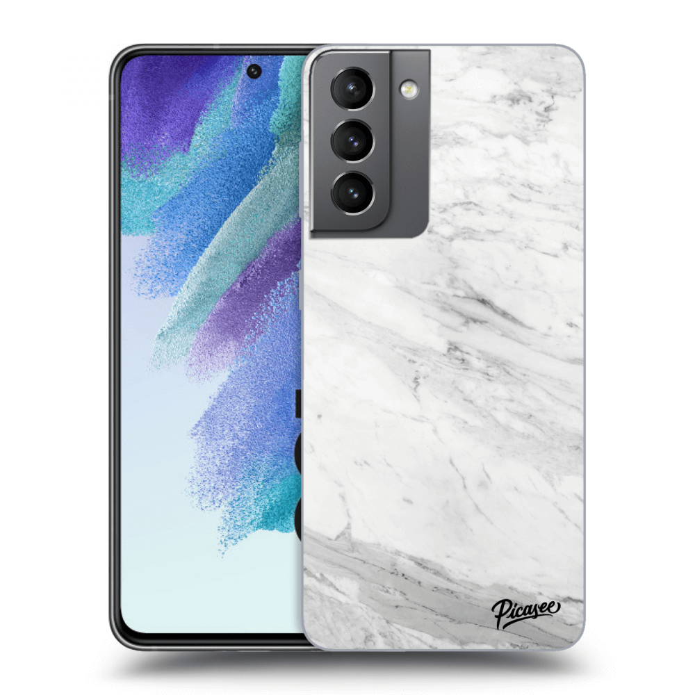 Picasee Samsung Galaxy S21 FE 5G Hülle - Transparentes Silikon - White marble