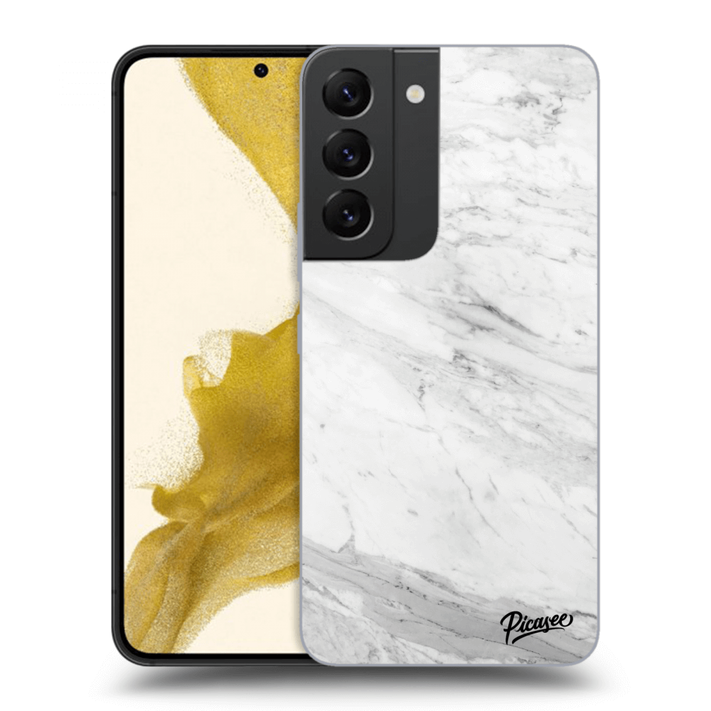 Picasee Samsung Galaxy S22 5G Hülle - Schwarzes Silikon - White marble