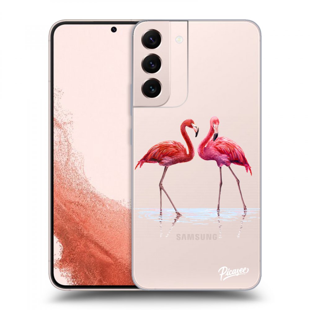Picasee Samsung Galaxy S22+ 5G Hülle - Transparentes Silikon - Flamingos couple
