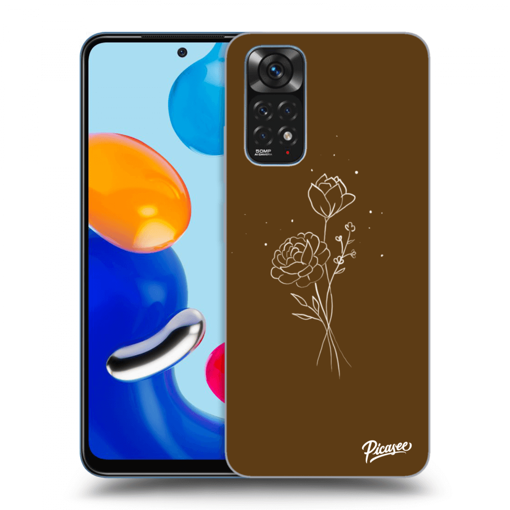 Picasee Xiaomi Redmi Note 11 Hülle - Transparentes Silikon - Brown flowers