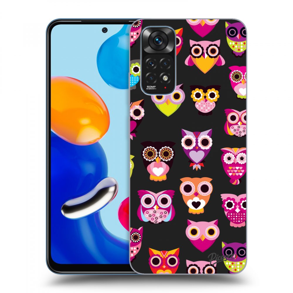 Picasee Xiaomi Redmi Note 11 Hülle - Schwarzes Silikon - Owls