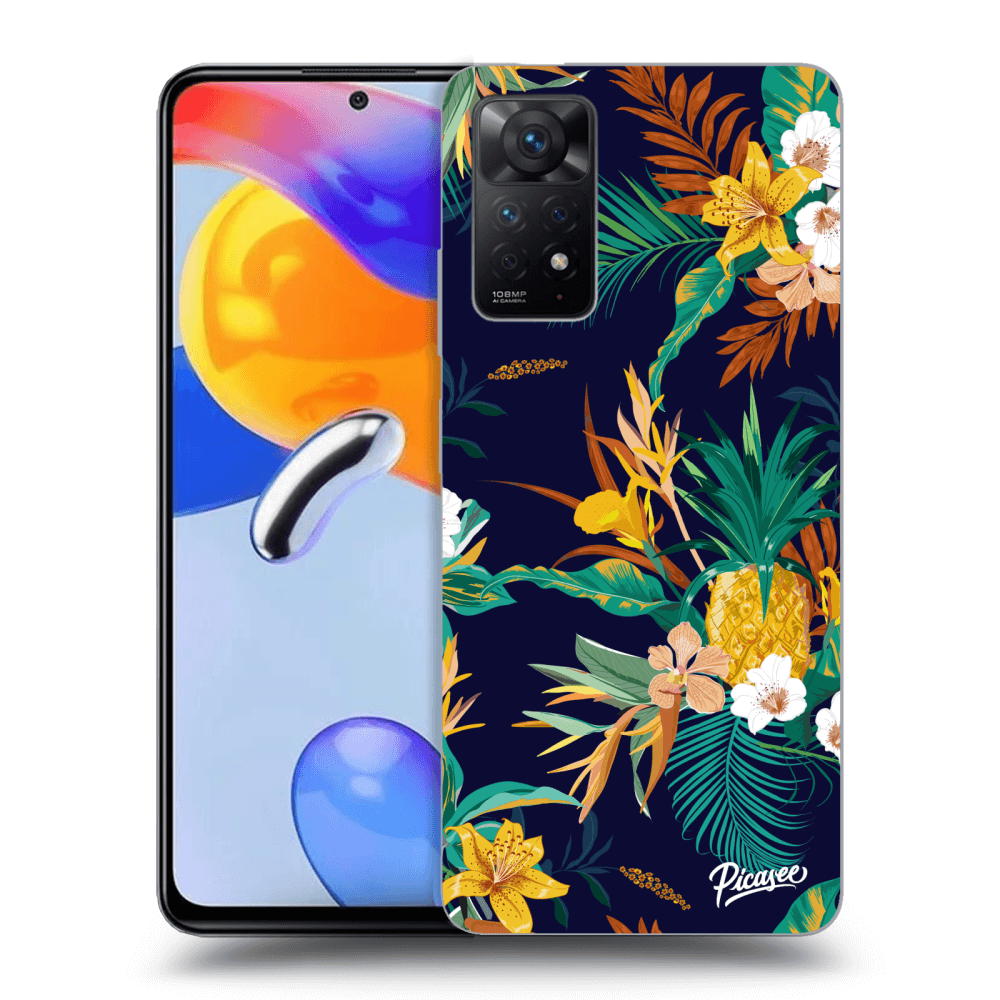 Picasee Xiaomi Redmi Note 11 Pro Hülle - Schwarzes Silikon - Pineapple Color