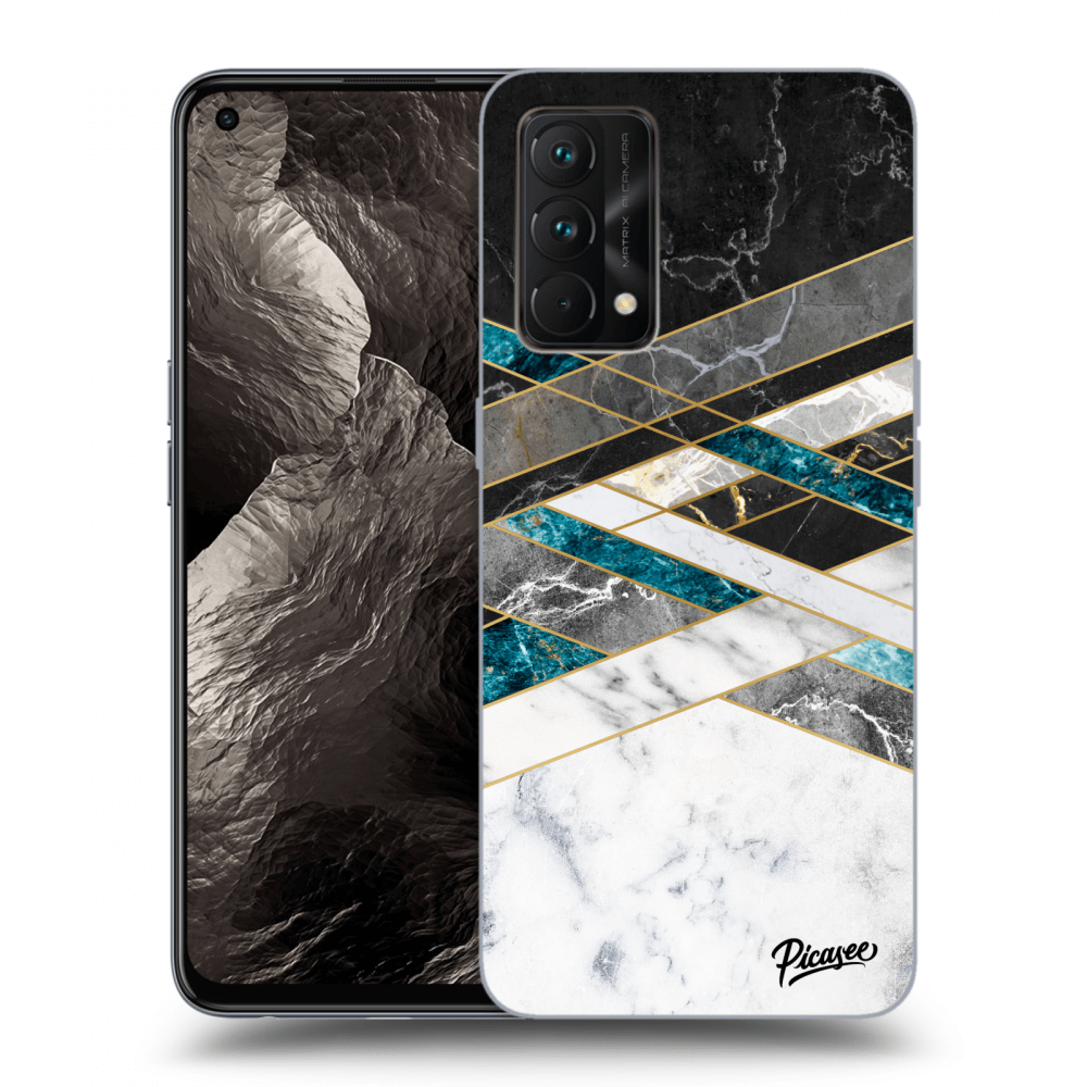 Picasee Realme GT Master Edition 5G Hülle - Schwarzes Silikon - Black & White geometry