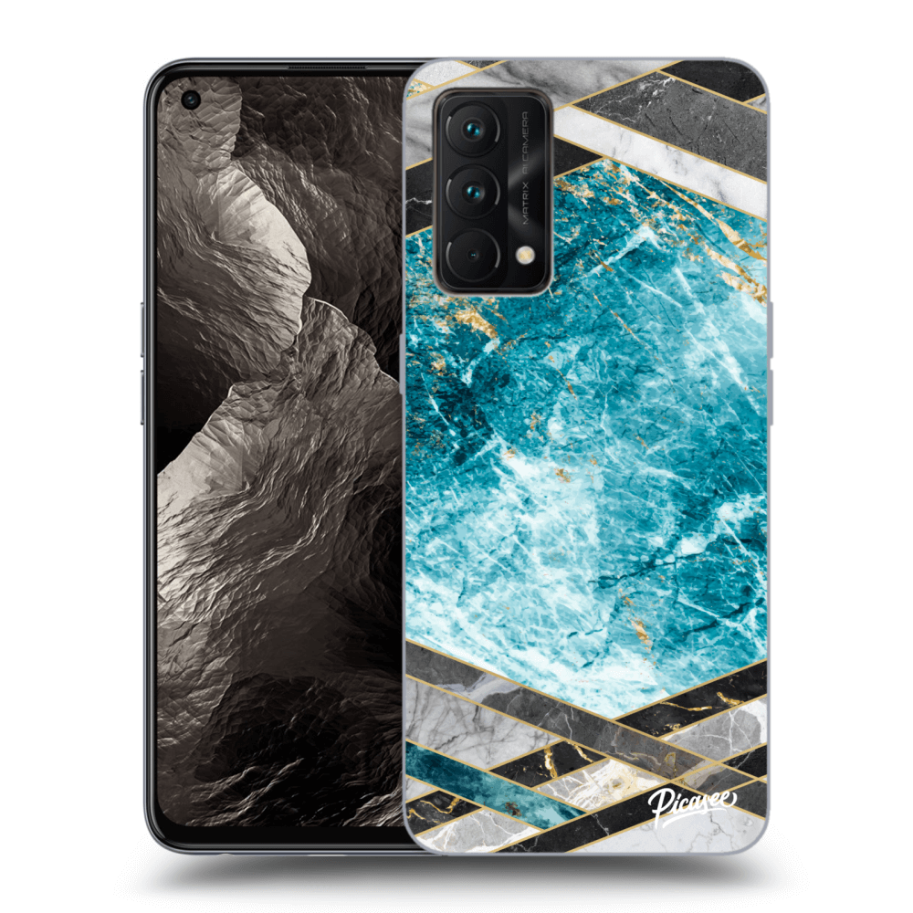 Picasee Realme GT Master Edition 5G Hülle - Schwarzes Silikon - Blue geometry