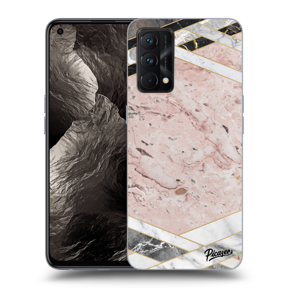 Picasee Realme GT Master Edition 5G Hülle - Schwarzes Silikon - Pink geometry