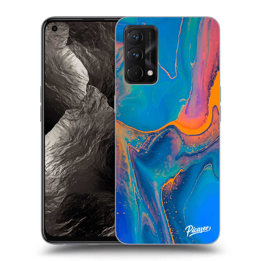 Picasee Realme GT Master Edition 5G Hülle - Schwarzes Silikon - Rainbow