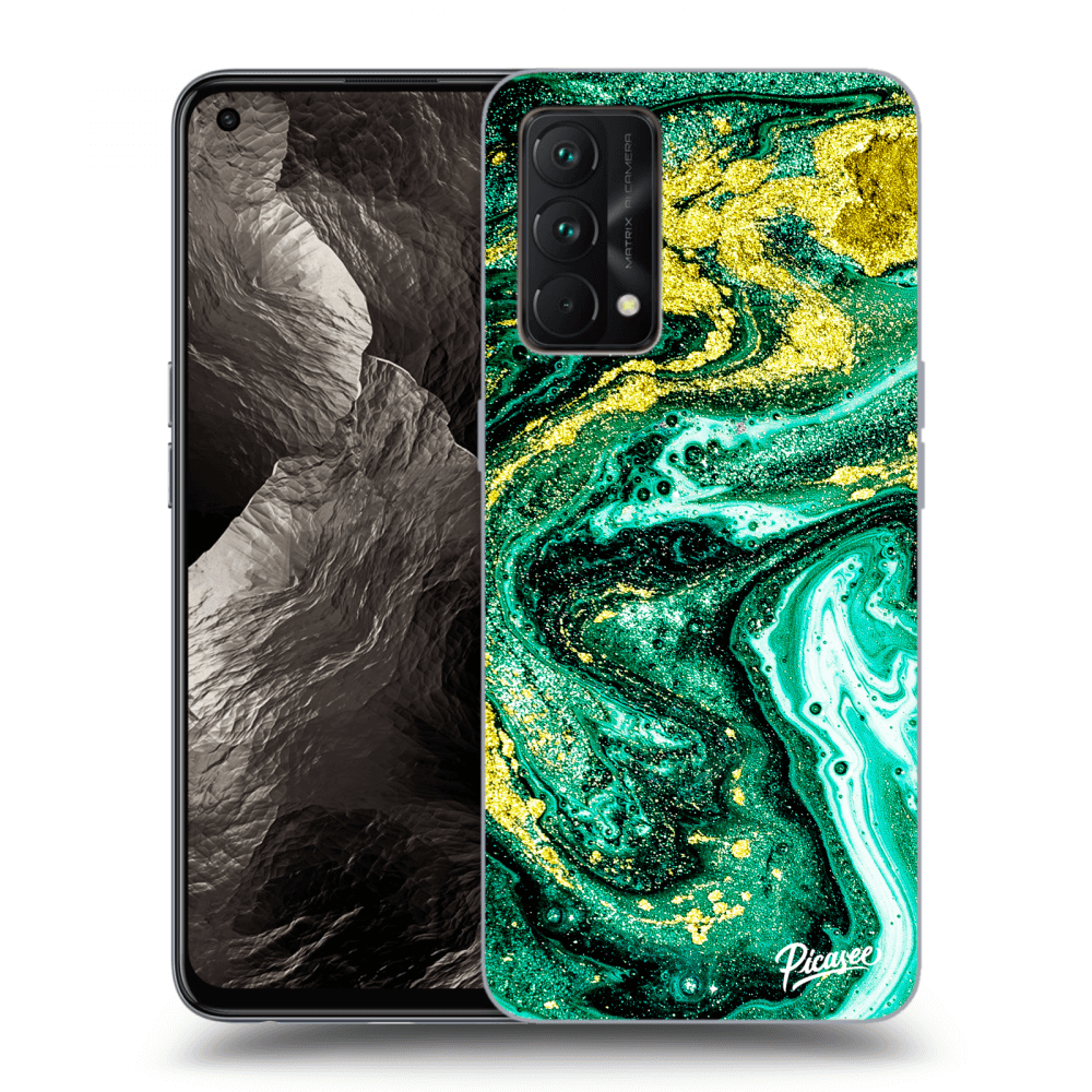 Picasee Realme GT Master Edition 5G Hülle - Schwarzes Silikon - Green Gold
