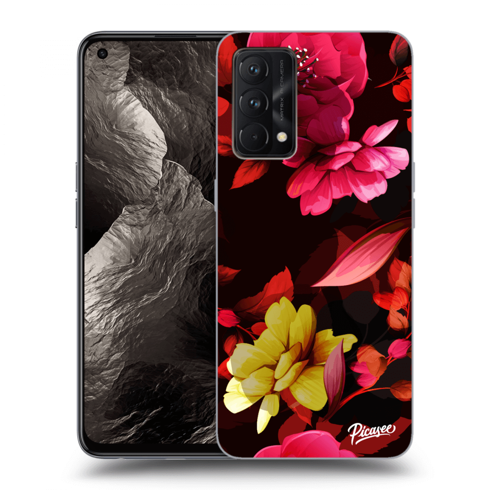 Picasee Realme GT Master Edition 5G Hülle - Schwarzes Silikon - Dark Peonny