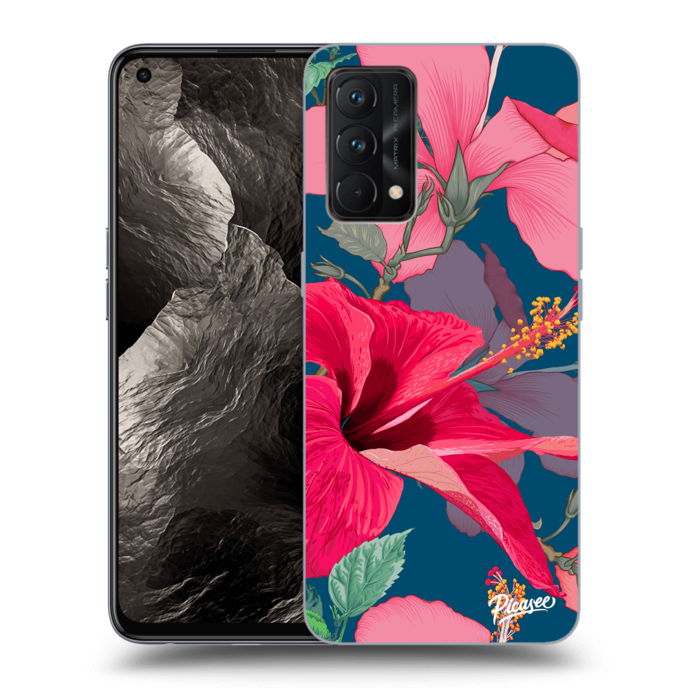 Picasee Realme GT Master Edition 5G Hülle - Schwarzes Silikon - Hibiscus