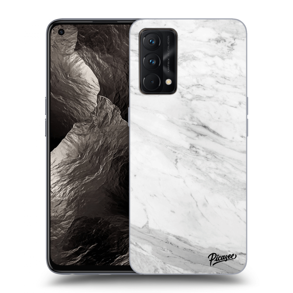 Picasee Realme GT Master Edition 5G Hülle - Schwarzes Silikon - White marble