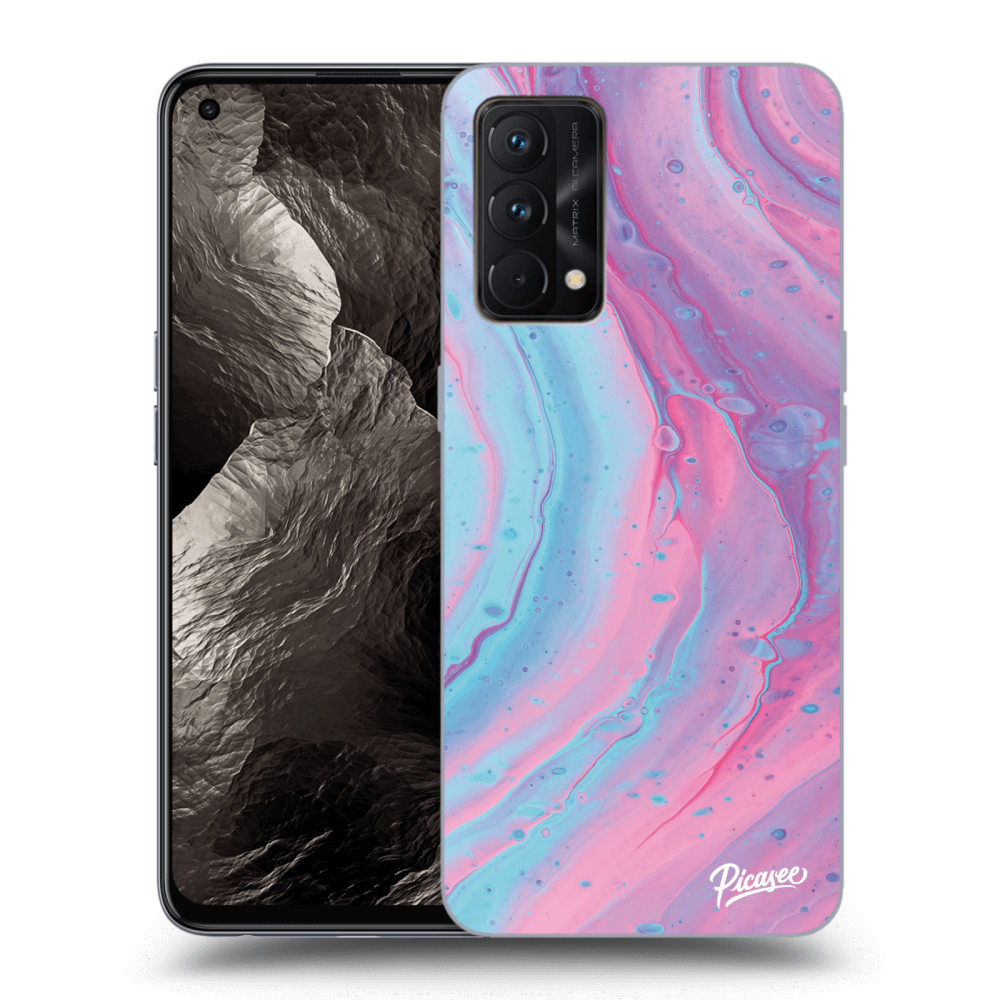 Picasee Realme GT Master Edition 5G Hülle - Schwarzes Silikon - Pink liquid