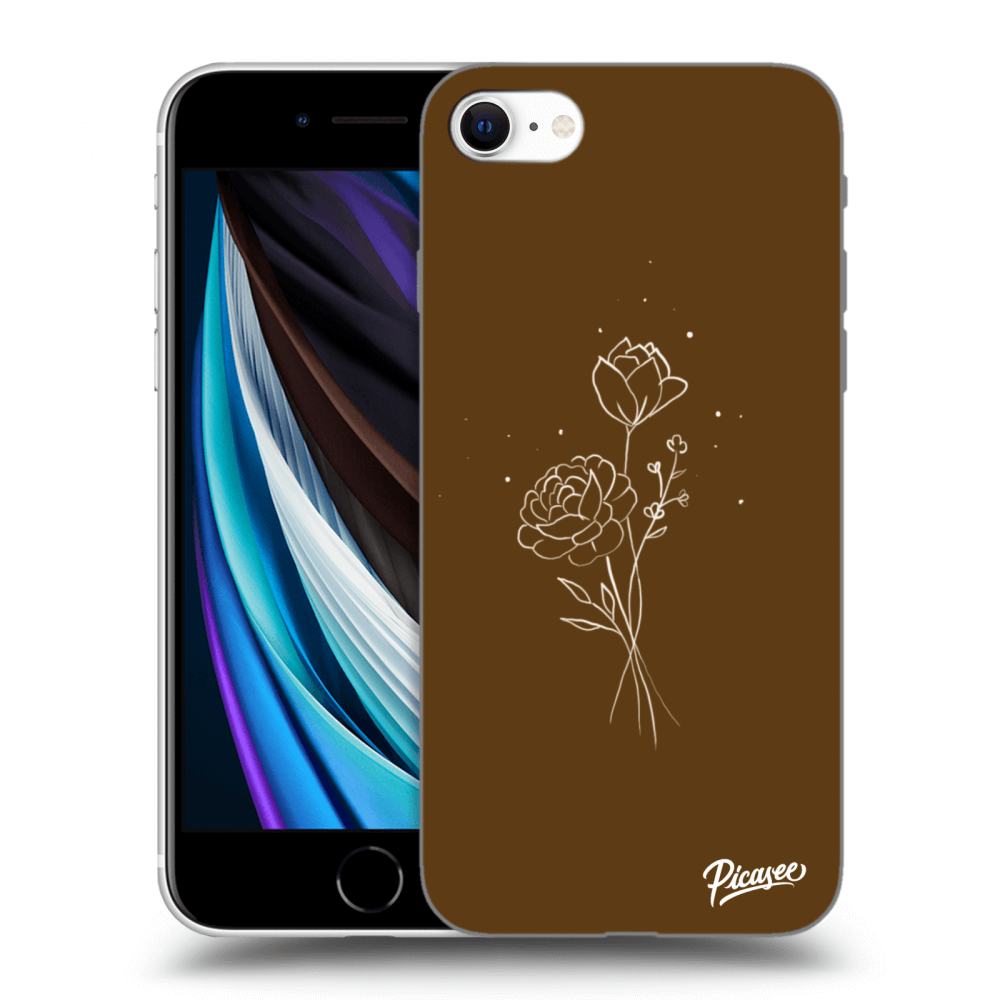 Picasee Apple iPhone SE 2022 Hülle - Schwarzes Silikon - Brown flowers