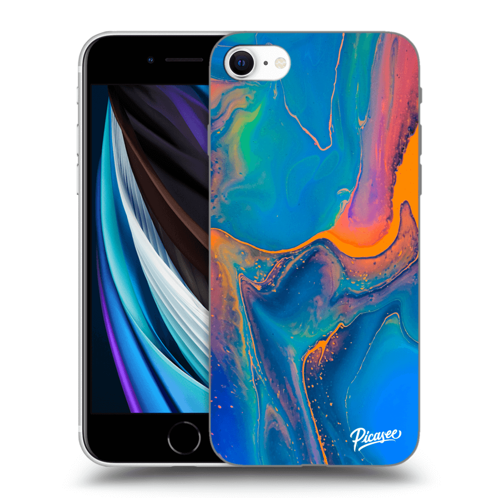 Picasee Apple iPhone SE 2022 Hülle - Schwarzes Silikon - Rainbow