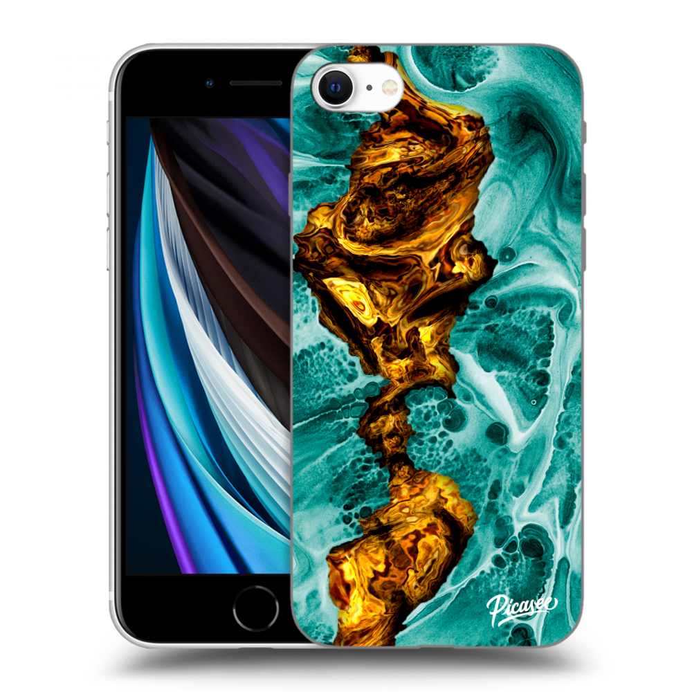 Picasee Apple iPhone SE 2022 Hülle - Transparentes Silikon - Goldsky