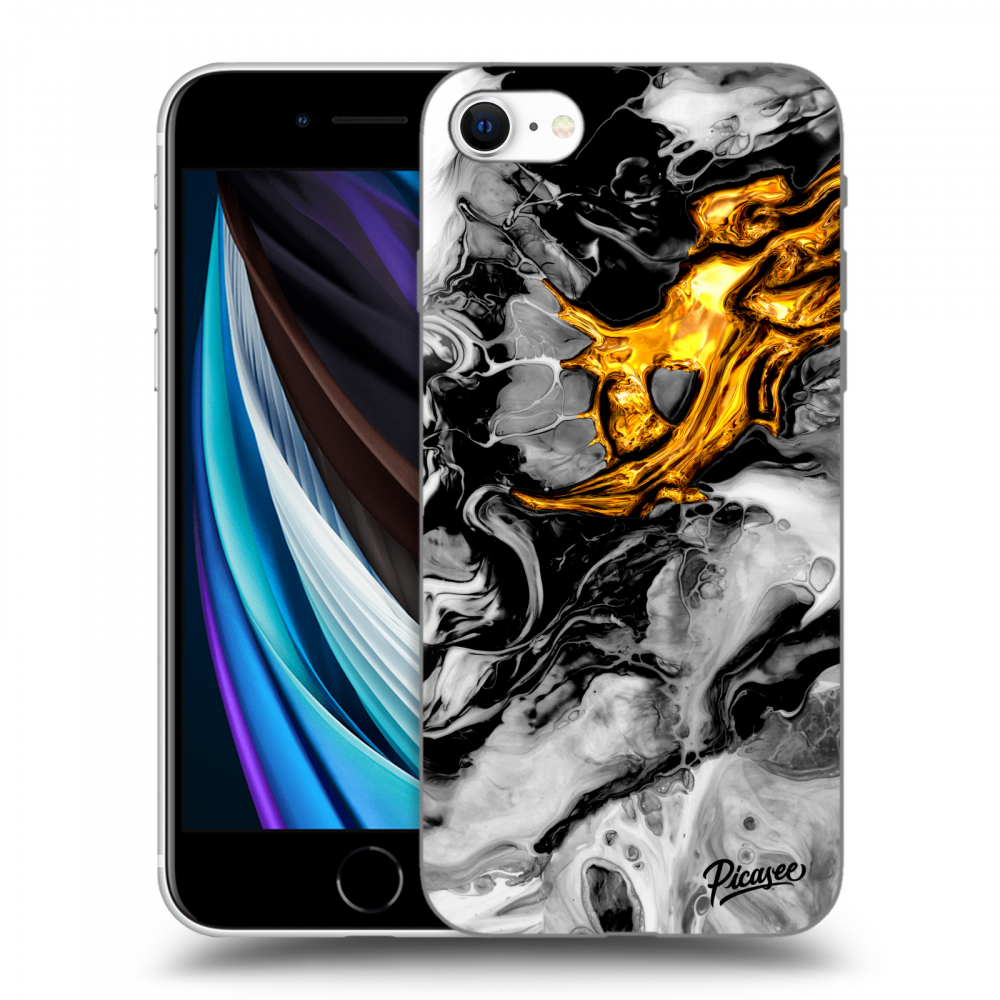 Picasee Apple iPhone SE 2022 Hülle - Transparentes Silikon - Black Gold 2