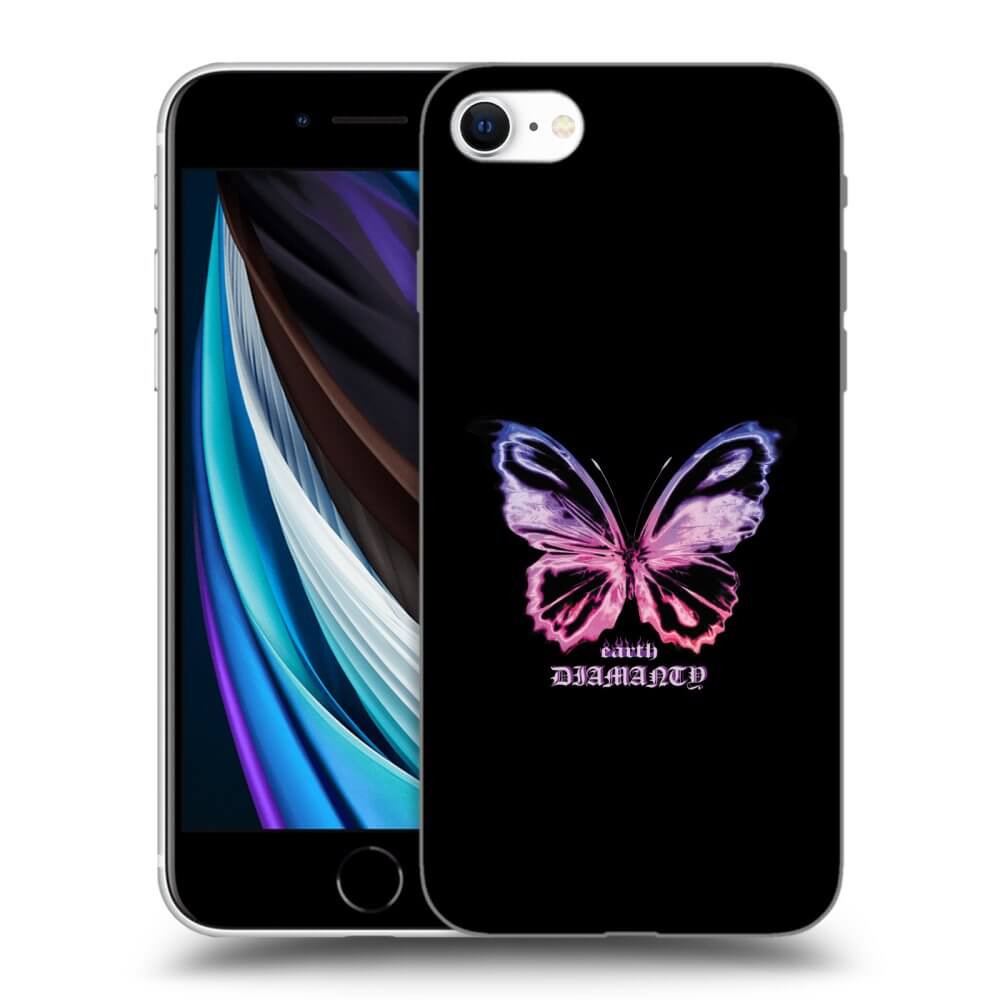 Picasee Apple iPhone SE 2022 Hülle - Schwarzes Silikon - Diamanty Purple