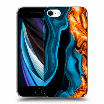 Picasee Apple iPhone SE 2022 Hülle - Schwarzes Silikon - Gold blue