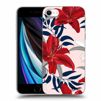 Picasee Apple iPhone SE 2022 Hülle - Schwarzes Silikon - Red Lily