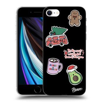 Picasee Apple iPhone SE 2022 Hülle - Schwarzes Silikon - Christmas Stickers