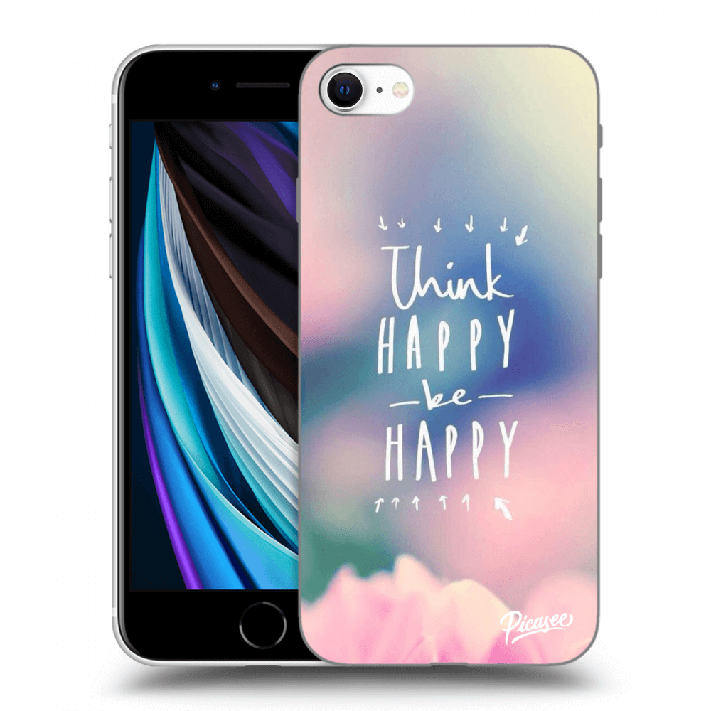 Picasee Apple iPhone SE 2022 Hülle - Schwarzes Silikon - Think happy be happy