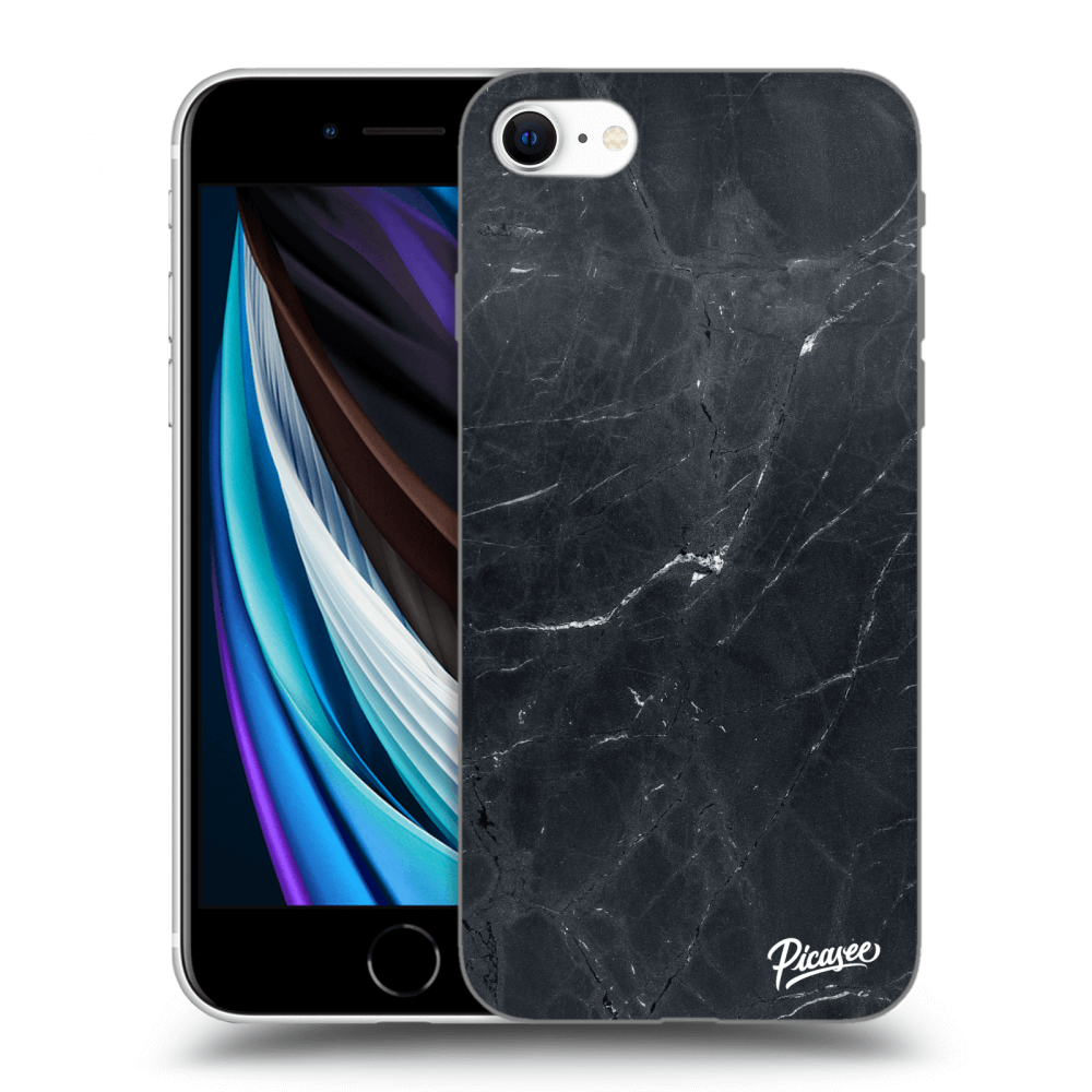 Picasee Apple iPhone SE 2022 Hülle - Schwarzes Silikon - Black marble