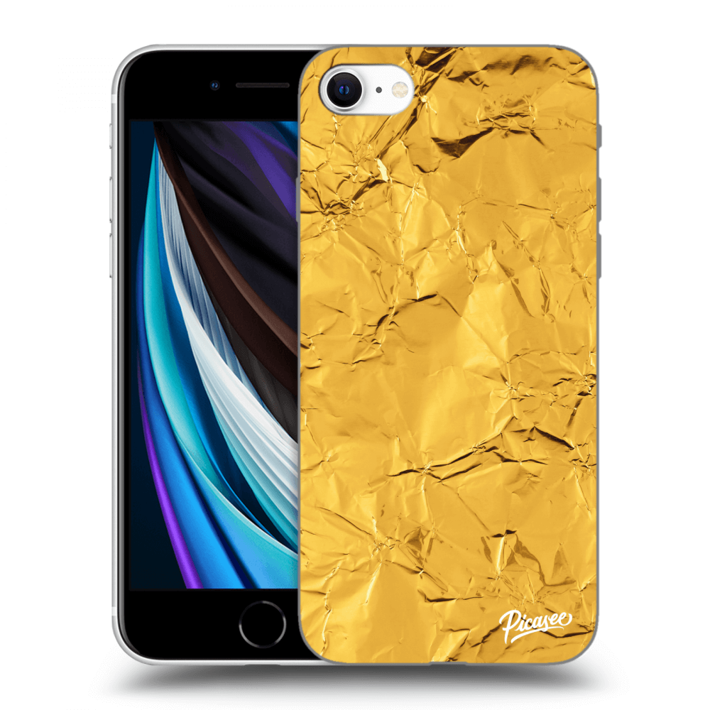 Picasee Apple iPhone SE 2022 Hülle - Schwarzes Silikon - Gold