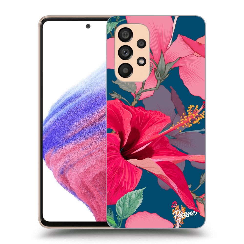 Picasee Samsung Galaxy A53 5G Hülle - Schwarzes Silikon - Hibiscus