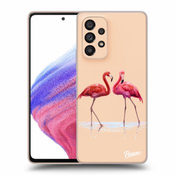 Picasee Samsung Galaxy A53 5G Hülle - Transparentes Silikon - Flamingos couple