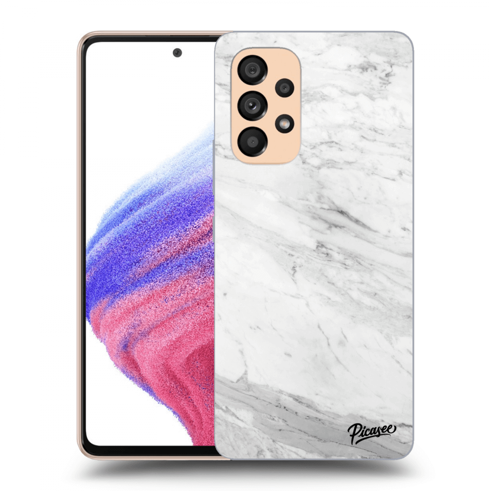 Picasee Samsung Galaxy A53 5G Hülle - Schwarzes Silikon - White marble