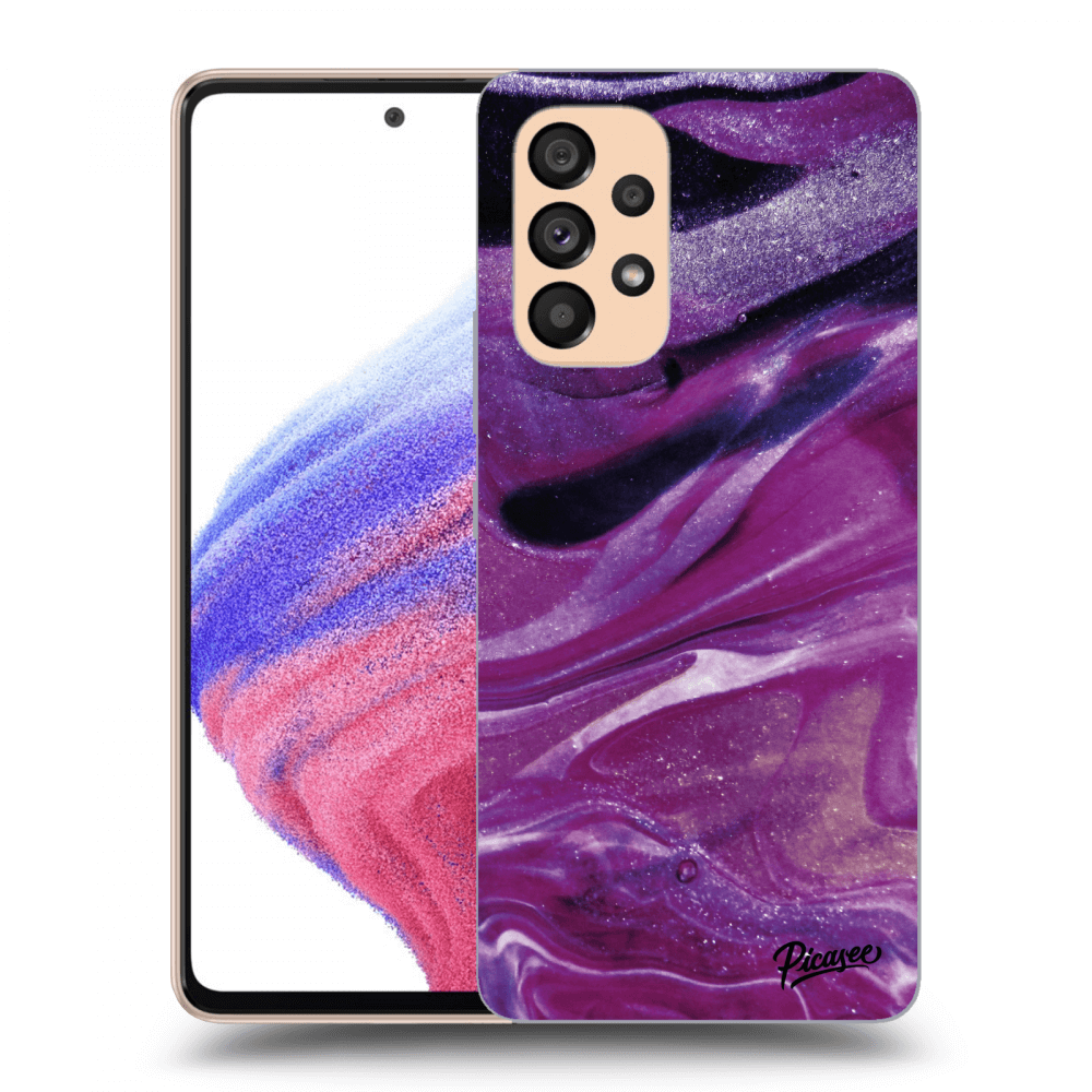 Picasee Samsung Galaxy A53 5G Hülle - Transparentes Silikon - Purple glitter