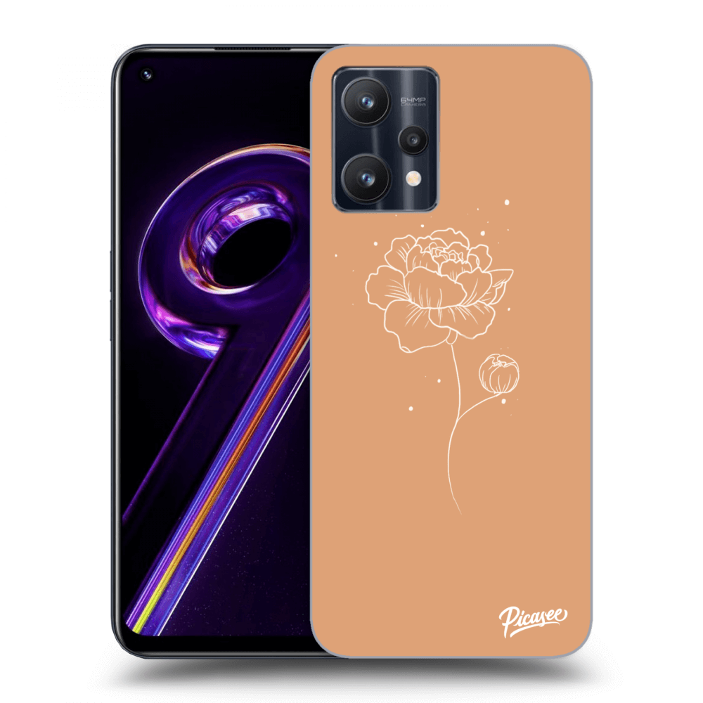 Picasee Realme 9 Pro 5G Hülle - Schwarzes Silikon - Peonies