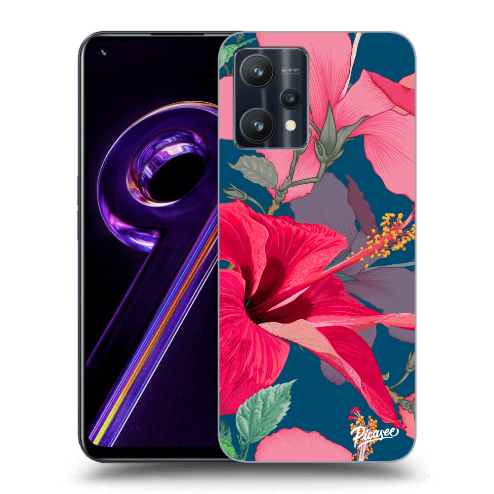 Picasee Realme 9 Pro 5G Hülle - Schwarzes Silikon - Hibiscus