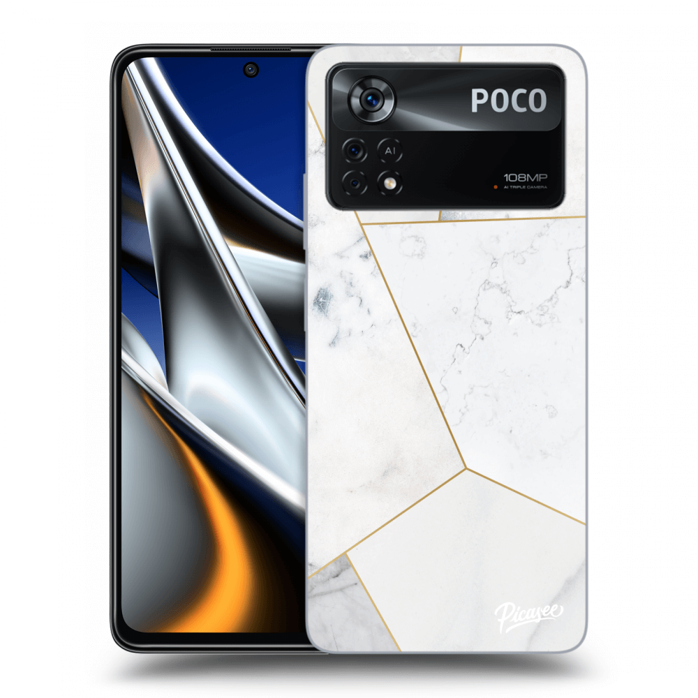 Picasee Xiaomi Poco X4 Pro 5G Hülle - Transparentes Silikon - White tile