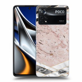 Picasee Xiaomi Poco X4 Pro 5G Hülle - Schwarzes Silikon - Pink geometry