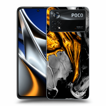 Picasee Xiaomi Poco X4 Pro 5G Hülle - Schwarzes Silikon - Black Gold