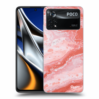 Picasee Xiaomi Poco X4 Pro 5G Hülle - Schwarzes Silikon - Red liquid