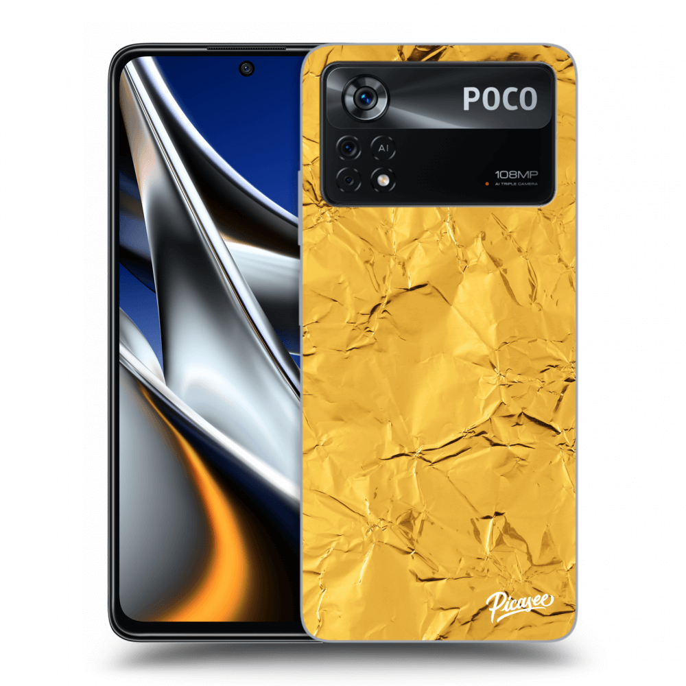 Picasee Xiaomi Poco X4 Pro 5G Hülle - Transparentes Silikon - Gold