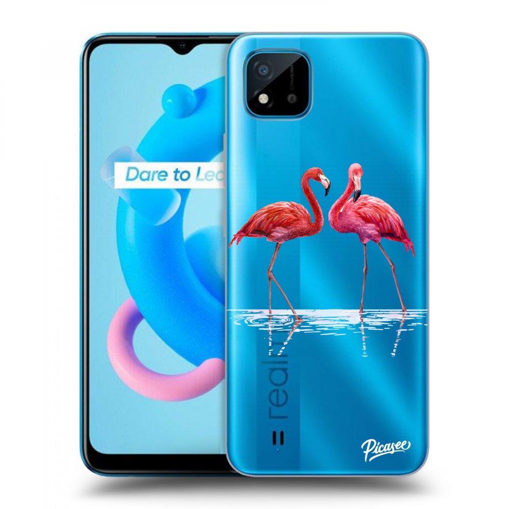 Picasee Realme C11 (2021) Hülle - Transparentes Silikon - Flamingos couple