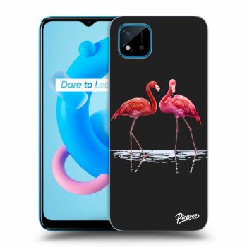 Picasee Realme C11 (2021) Hülle - Schwarzes Silikon - Flamingos couple
