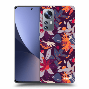 Picasee Xiaomi 12 Hülle - Schwarzes Silikon - Purple Leaf