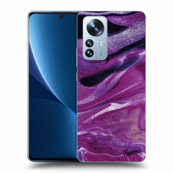 Picasee Xiaomi 12 Pro Hülle - Schwarzes Silikon - Purple glitter