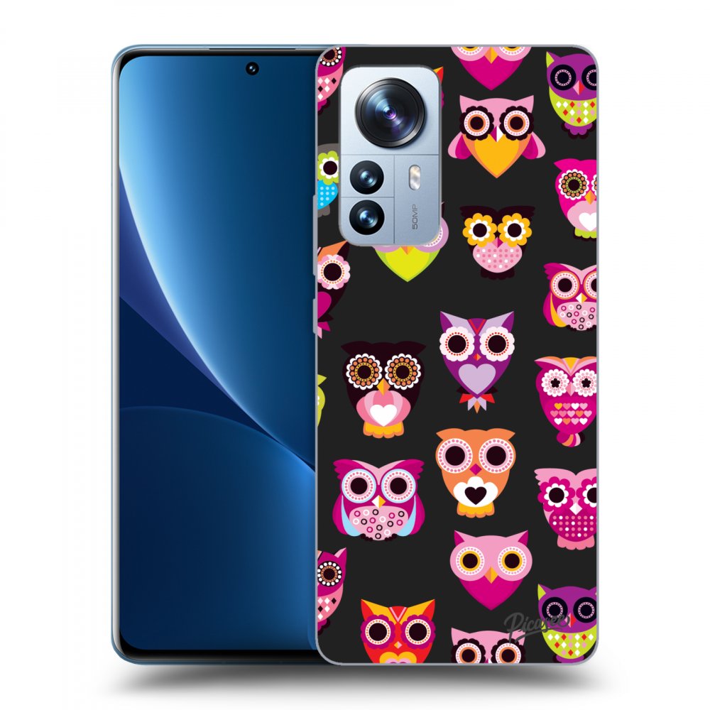 Picasee Xiaomi 12 Pro Hülle - Schwarzes Silikon - Owls
