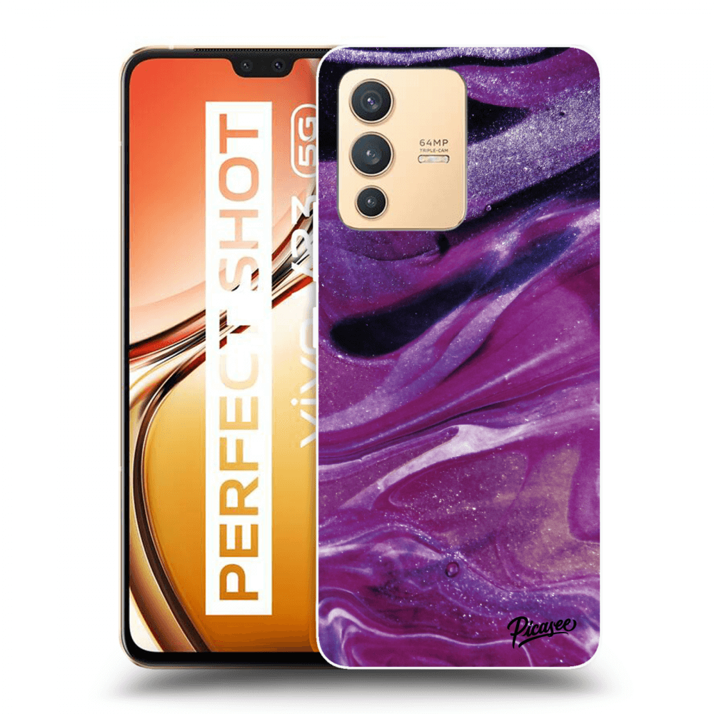 Picasee Vivo V23 5G Hülle - Transparentes Silikon - Purple glitter