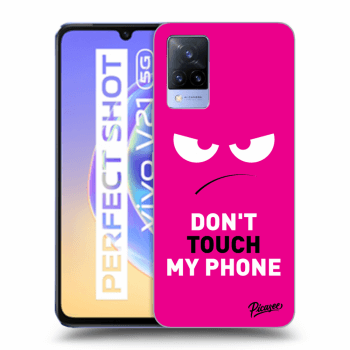 Picasee Vivo V21 5G Hülle - Schwarzes Silikon - Angry Eyes - Pink