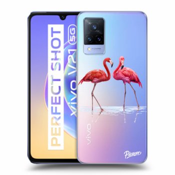 Picasee Vivo V21 5G Hülle - Transparentes Silikon - Flamingos couple