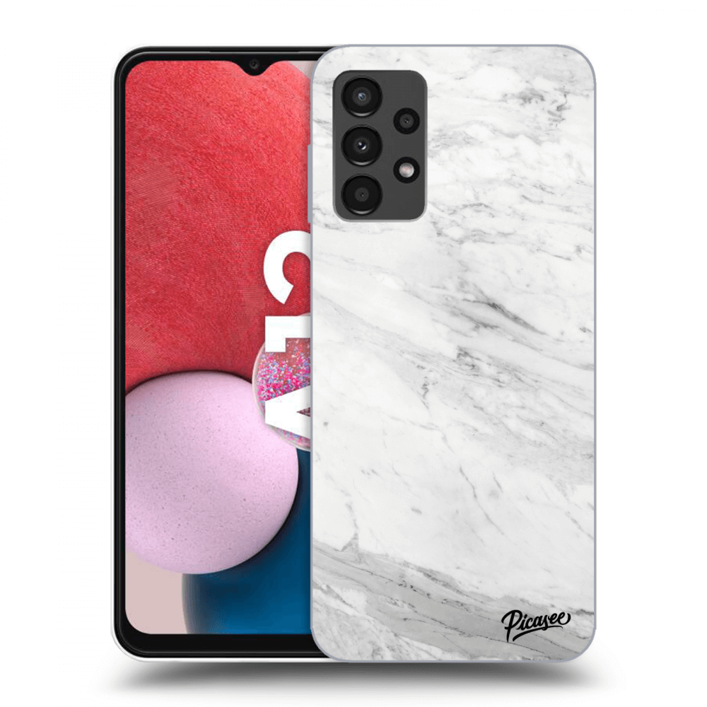Picasee Samsung Galaxy A13 4G A135 Hülle - Schwarzes Silikon - White marble