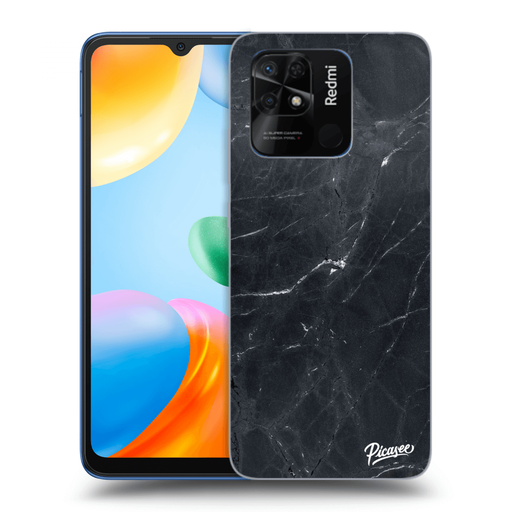 Picasee Xiaomi Redmi 10C Hülle - Schwarzes Silikon - Black marble