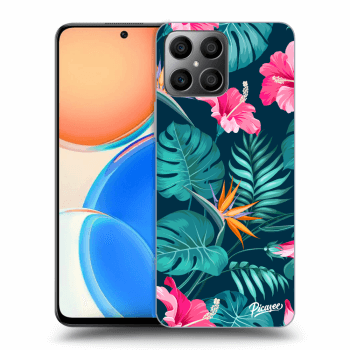 Picasee Honor X8 Hülle - Transparentes Silikon - Pink Monstera